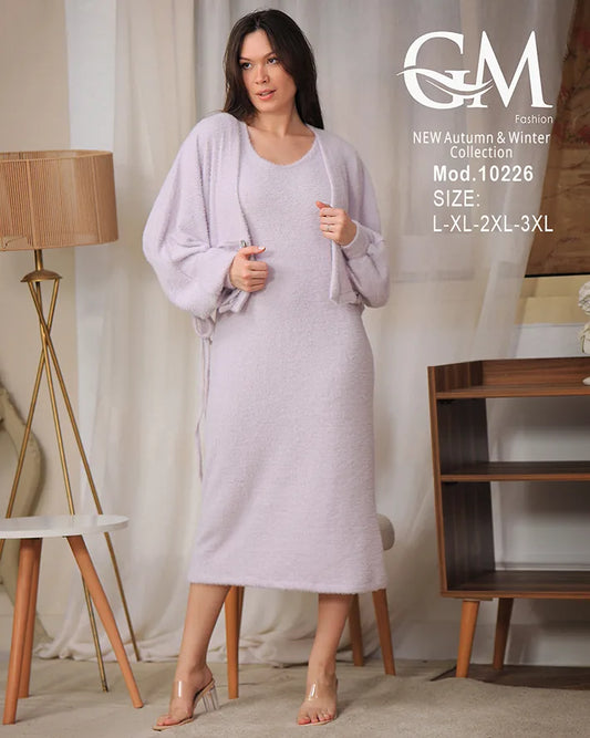 طقم شتوي صوف قطعتين ناعم – موديل 10226 من GM Fashion – مقاسات حتى 3XL