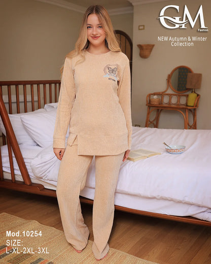 طقم بيجامة شتوي نسائي GM Fashion | موديل 10254 بألوان متعددة