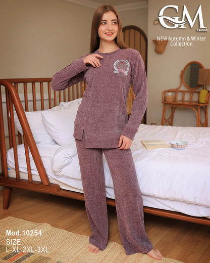 طقم بيجامة شتوي نسائي GM Fashion | موديل 10254 بألوان متعددة