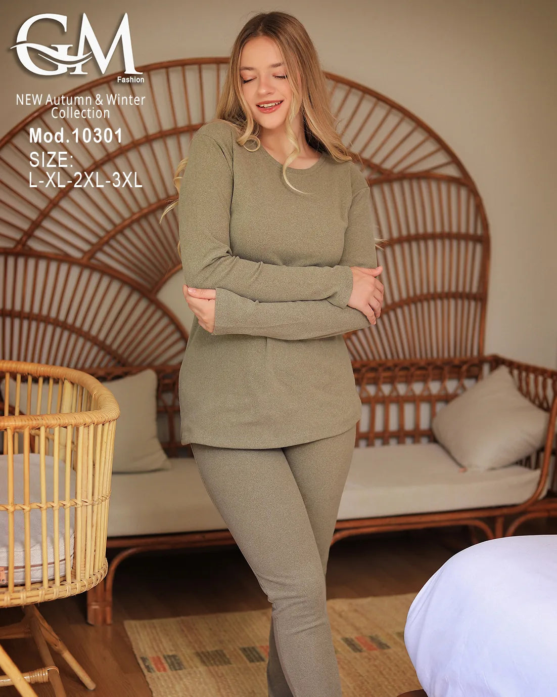 طقم بيجامة شتوي نسائي GM Fashion | موديل 10301 بـ 6 ألوان