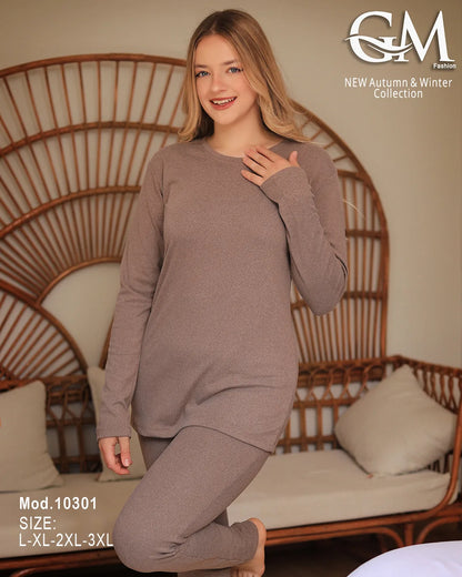 طقم بيجامة شتوي نسائي GM Fashion | موديل 10301 بـ 6 ألوان