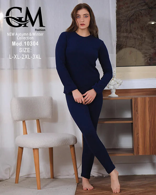 بيجامة دفاية حريمي GM Fashion موديل 10304 | بيجامة شتوي ضيقة للتدفئة