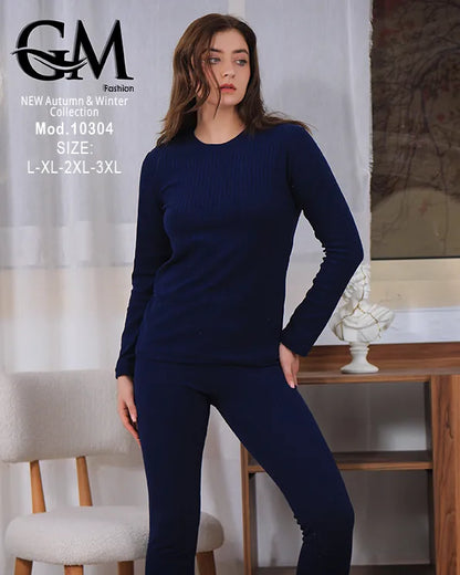 بيجامة دفاية حريمي GM Fashion موديل 10304 | بيجامة شتوي ضيقة للتدفئة