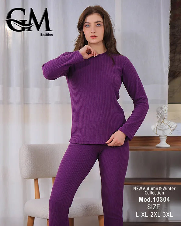 بيجامة دفاية حريمي GM Fashion موديل 10304 | بيجامة شتوي ضيقة للتدفئة