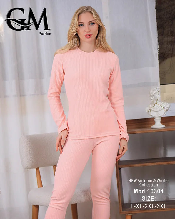 بيجامة دفاية حريمي GM Fashion موديل 10304 | بيجامة شتوي ضيقة للتدفئة