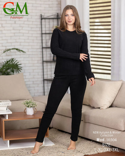 بيجامة دفاية حريمي GM Fashion موديل 10304 | بيجامة شتوي ضيقة للتدفئة
