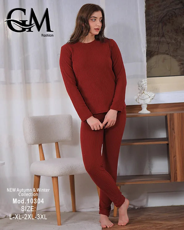 بيجامة دفاية حريمي GM Fashion موديل 10304 | بيجامة شتوي ضيقة للتدفئة