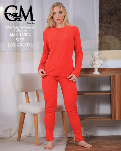 بيجامة دفاية حريمي GM Fashion موديل 10304 | بيجامة شتوي ضيقة للتدفئة