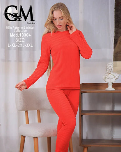 بيجامة دفاية حريمي GM Fashion موديل 10304 | بيجامة شتوي ضيقة للتدفئة