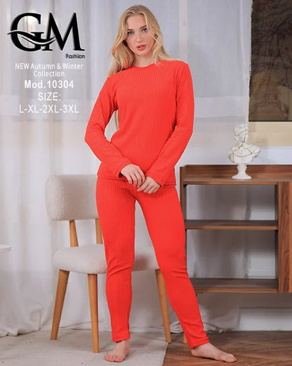 بيجامة دفاية حريمي GM Fashion موديل 10304 | بيجامة شتوي ضيقة للتدفئة