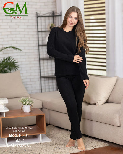 بيجامة دفاية حريمي GM Fashion موديل 10304 | بيجامة شتوي ضيقة للتدفئة