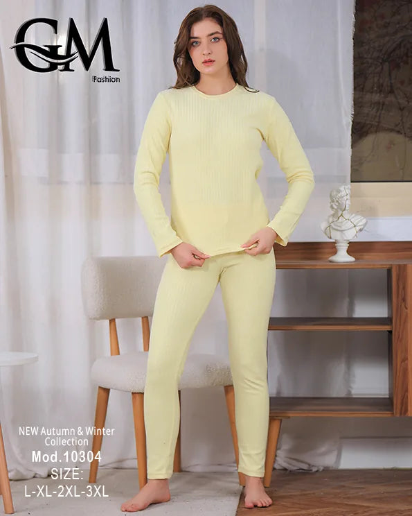 بيجامة دفاية حريمي GM Fashion موديل 10304 | بيجامة شتوي ضيقة للتدفئة