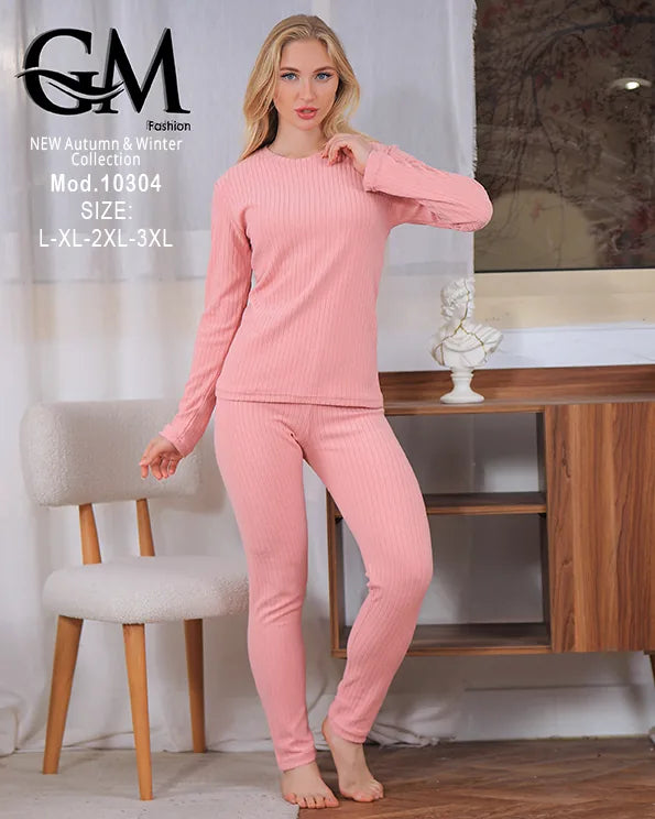 بيجامة دفاية حريمي GM Fashion موديل 10304 | بيجامة شتوي ضيقة للتدفئة