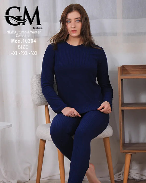 بيجامة دفاية حريمي GM Fashion موديل 10304 | بيجامة شتوي ضيقة للتدفئة