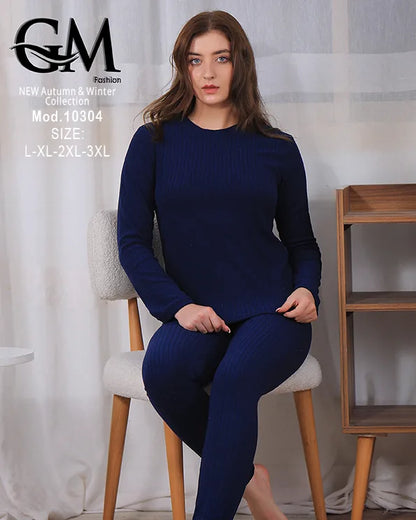 بيجامة دفاية حريمي GM Fashion موديل 10304 | بيجامة شتوي ضيقة للتدفئة