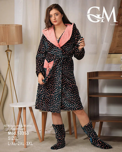 روب شتوي نسائي GM Fashion | موديل 10353 بطبعة مميزة
