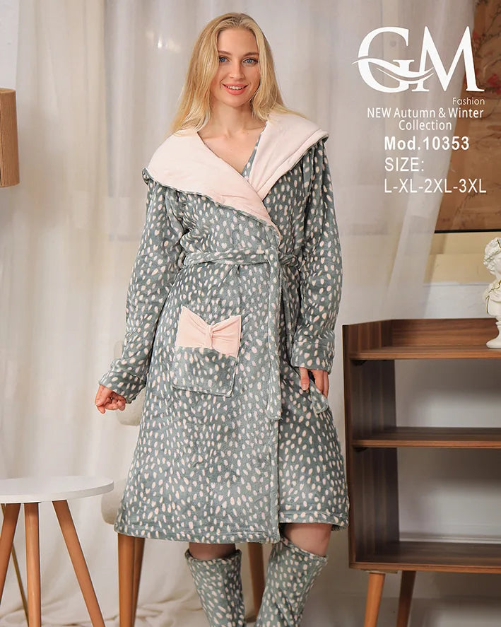 روب شتوي نسائي GM Fashion | موديل 10353 بطبعة مميزة