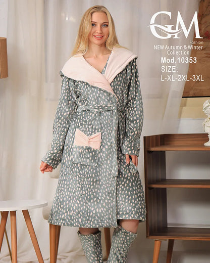روب شتوي نسائي GM Fashion | موديل 10353 بطبعة مميزة