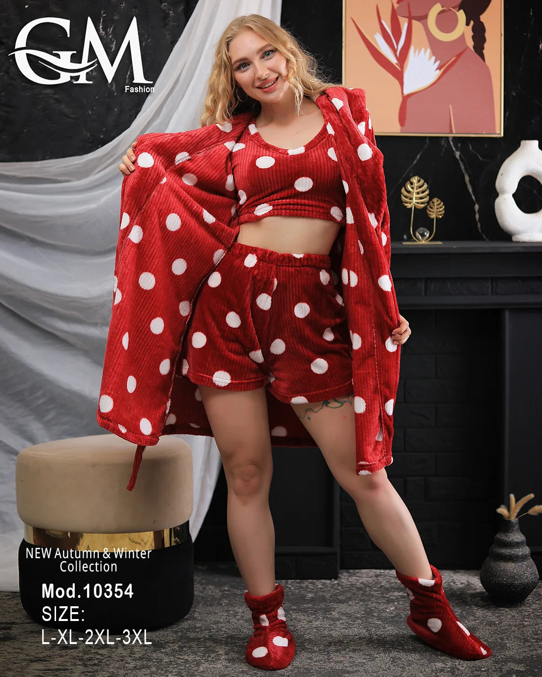 طقم بيجامة شتوية نسائية GM Fashion | موديل 10354 من 4 قطع