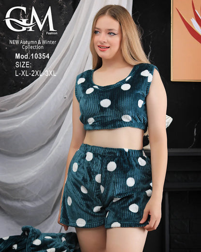 طقم بيجامة شتوية نسائية GM Fashion | موديل 10354 من 4 قطع