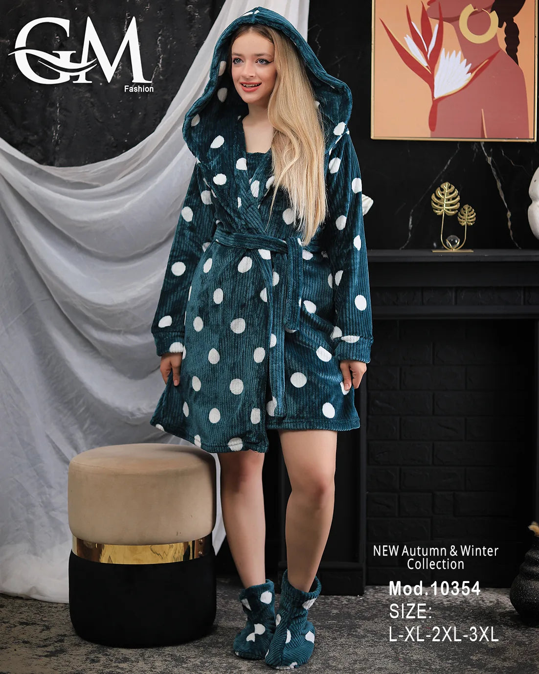 طقم بيجامة شتوية نسائية GM Fashion | موديل 10354 من 4 قطع