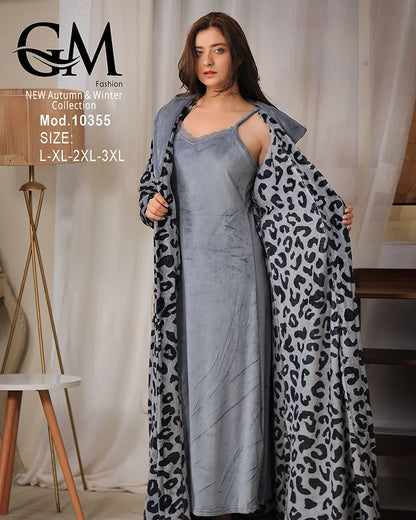 روب شتوي ناعم مع لانجري داخلي – موديل 10355 – GM Fashion – مقاسات حتى 3XL