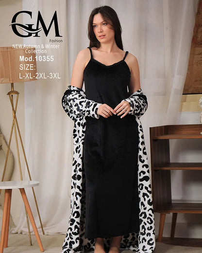 روب شتوي ناعم مع لانجري داخلي – موديل 10355 – GM Fashion – مقاسات حتى 3XL