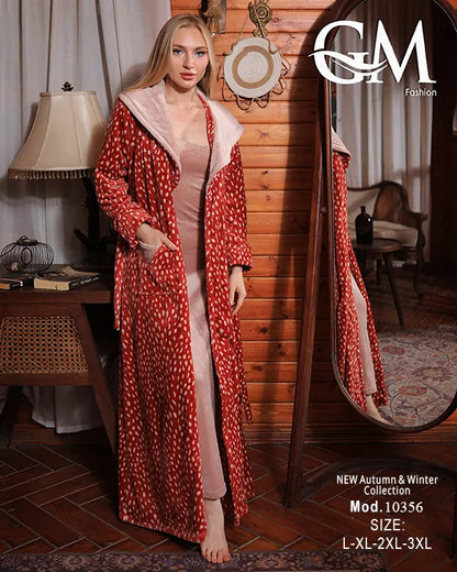 طقم روب قطيفة شتوي ناعم للسيدات – موديل 10356 | GM Fashion