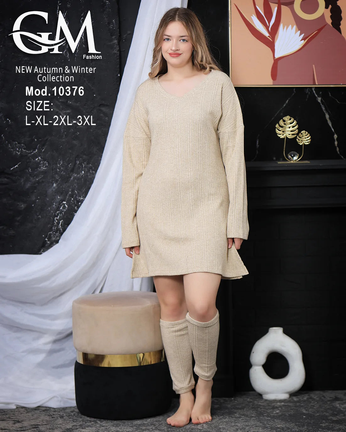 فستان تونيك شتوي نسائي GM Fashion | موديل 10376 برقبة V