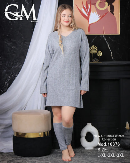فستان تونيك شتوي نسائي GM Fashion | موديل 10376 برقبة V