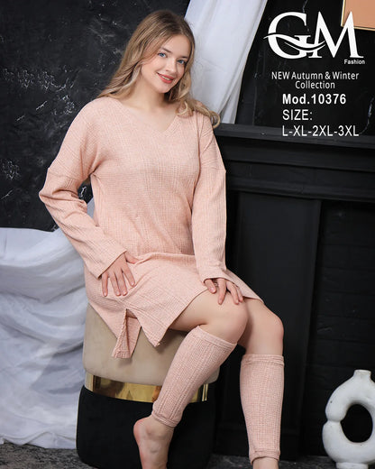فستان تونيك شتوي نسائي GM Fashion | موديل 10376 برقبة V