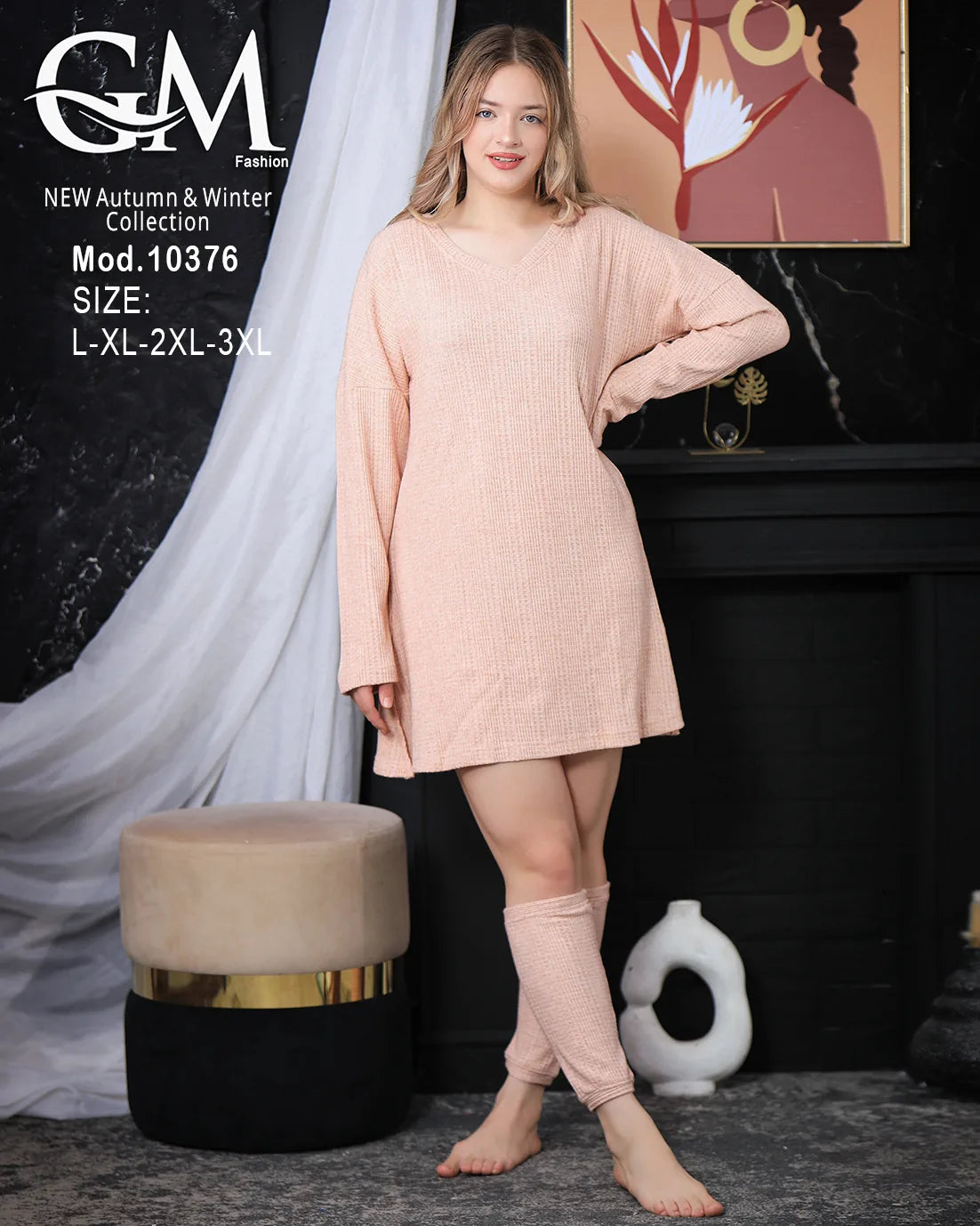 فستان تونيك شتوي نسائي GM Fashion | موديل 10376 برقبة V