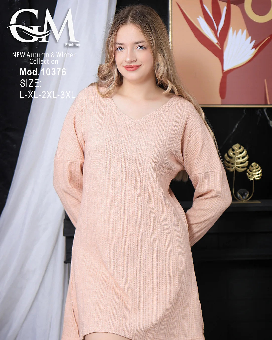 فستان تونيك شتوي نسائي GM Fashion | موديل 10376 برقبة V