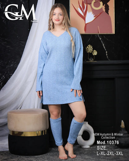 فستان تونيك شتوي نسائي GM Fashion | موديل 10376 برقبة V