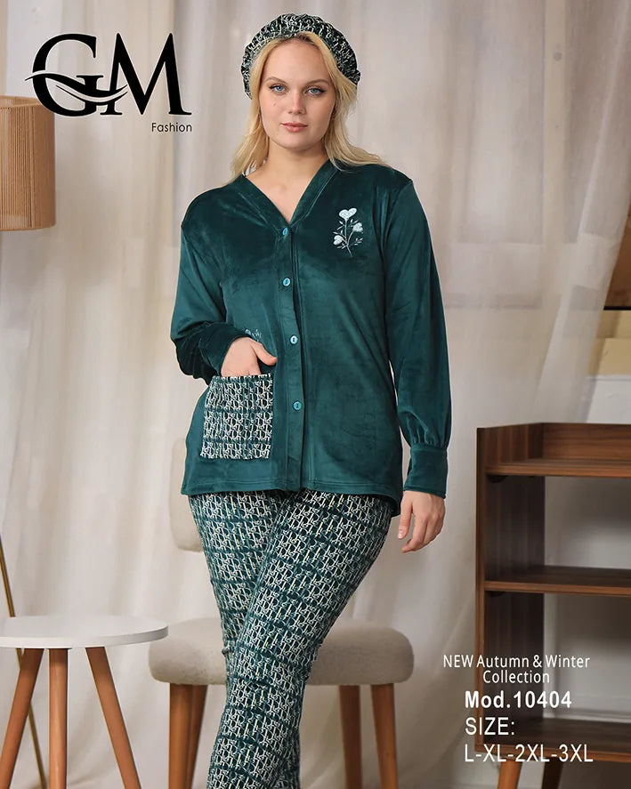 طقم بيجامة شتوي نسائية GM Fashion | موديل 10404 بتصميم جاكيت