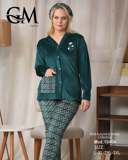 طقم بيجامة شتوي نسائية GM Fashion | موديل 10404 بتصميم جاكيت
