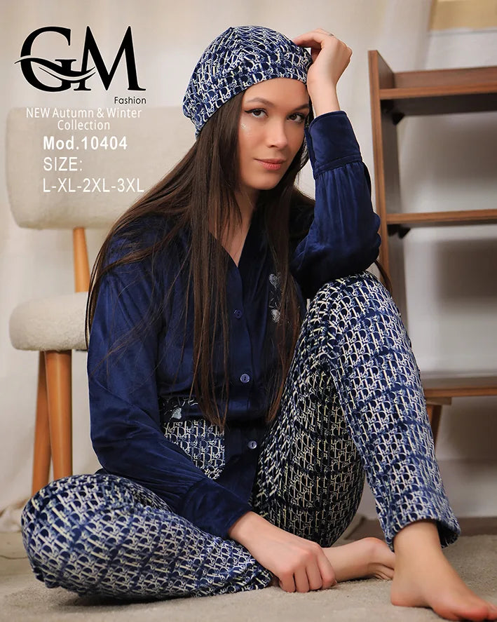 طقم بيجامة شتوي نسائية GM Fashion | موديل 10404 بتصميم جاكيت
