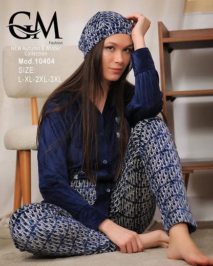 طقم بيجامة شتوي نسائية GM Fashion | موديل 10404 بتصميم جاكيت