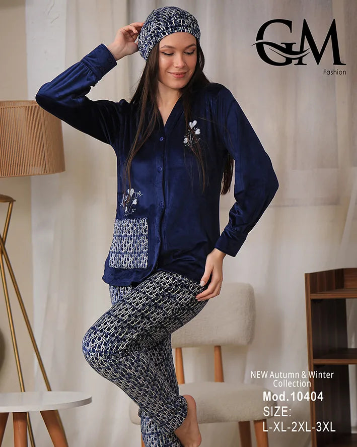 طقم بيجامة شتوي نسائية GM Fashion | موديل 10404 بتصميم جاكيت
