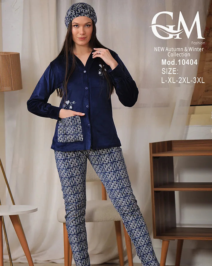 طقم بيجامة شتوي نسائية GM Fashion | موديل 10404 بتصميم جاكيت