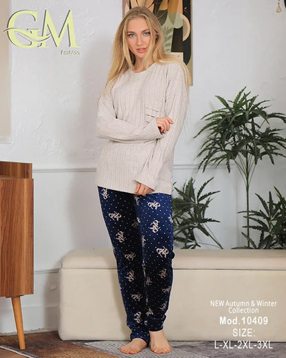 بيجامة شتوي نسائية ناعمة – موديل 10409 – GM Fashion
