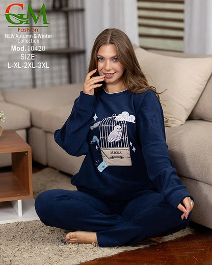 ترنج حريمي قطيفة مبطن أوفر سايز GM Fashion موديل 10420 | طقم شتوي Oversize