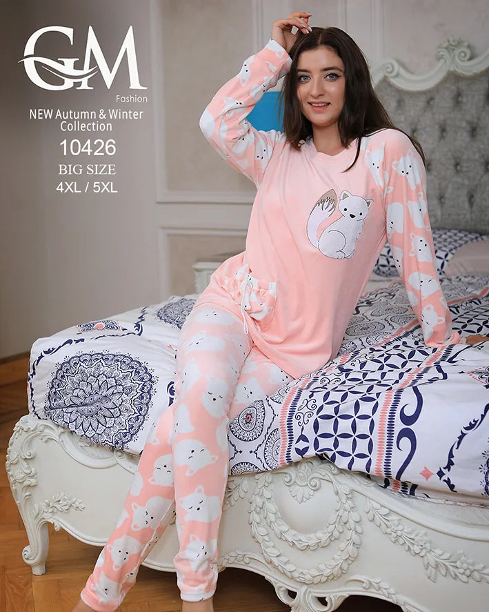 طقم بيجامة شتوي نسائي GM Fashion | موديل 10426 بتصميم مضلع