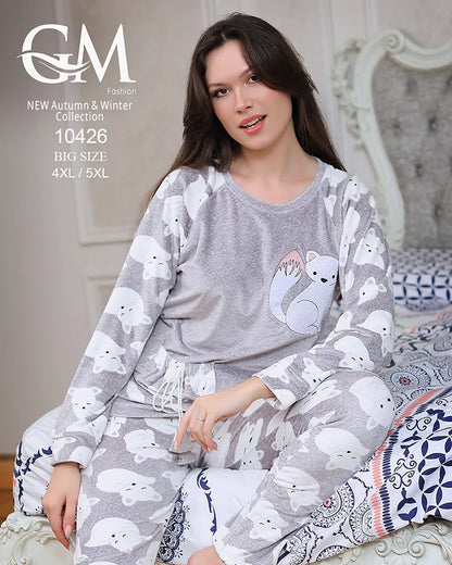 طقم بيجامة شتوي نسائي GM Fashion | موديل 10426 بتصميم مضلع