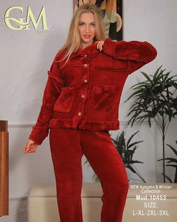 بيجامة شتوي حريمي قطيفة ناعمة | موديل 10453 | GM Fashion