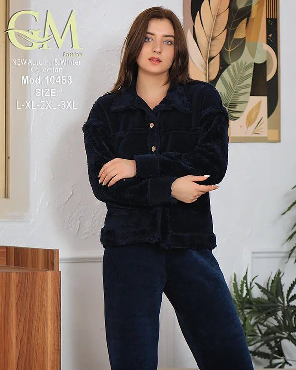 بيجامة شتوي حريمي قطيفة ناعمة | موديل 10453 | GM Fashion