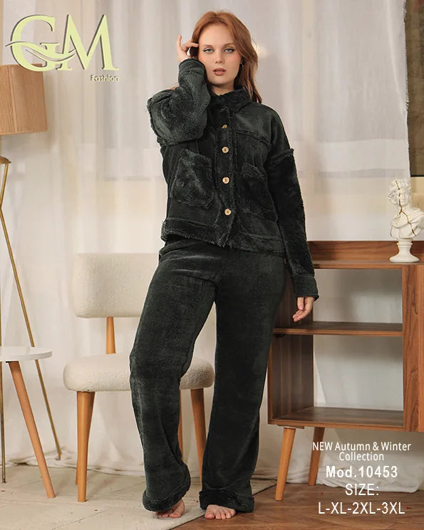 بيجامة شتوي حريمي قطيفة ناعمة | موديل 10453 | GM Fashion