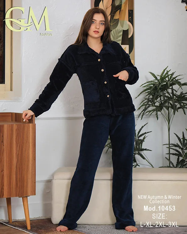 بيجامة شتوي حريمي قطيفة ناعمة | موديل 10453 | GM Fashion