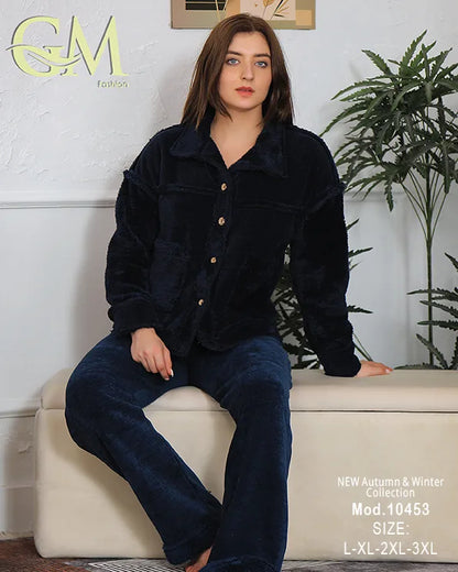 بيجامة شتوي حريمي قطيفة ناعمة | موديل 10453 | GM Fashion