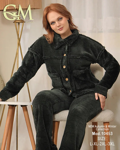بيجامة شتوي حريمي قطيفة ناعمة | موديل 10453 | GM Fashion